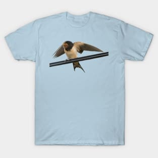 Swallow On A Wire Wings Outstretched Cut Out T-Shirt